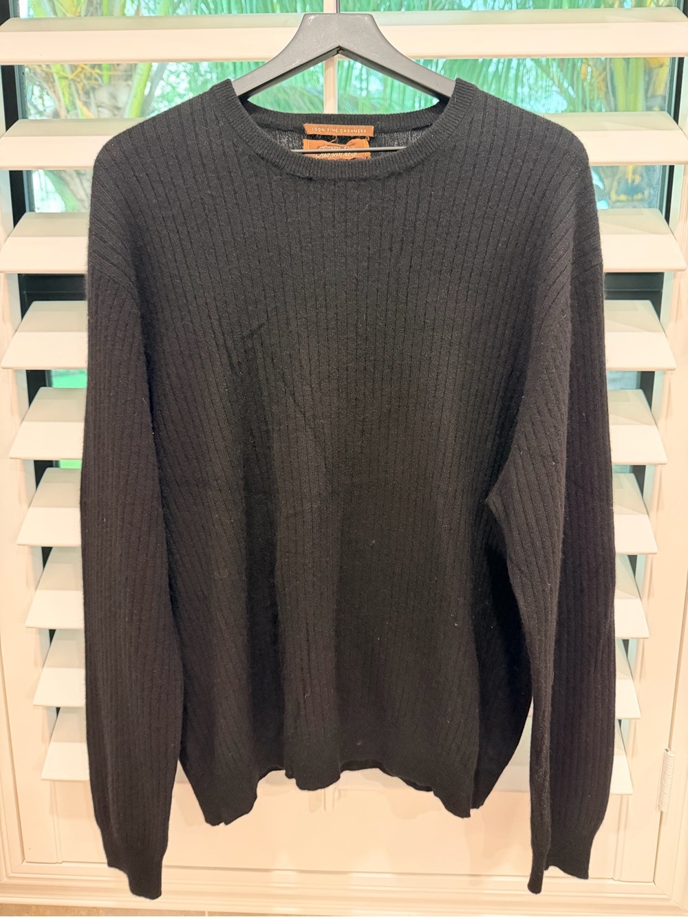 Men's Black Ribbed Crewneck Sweater